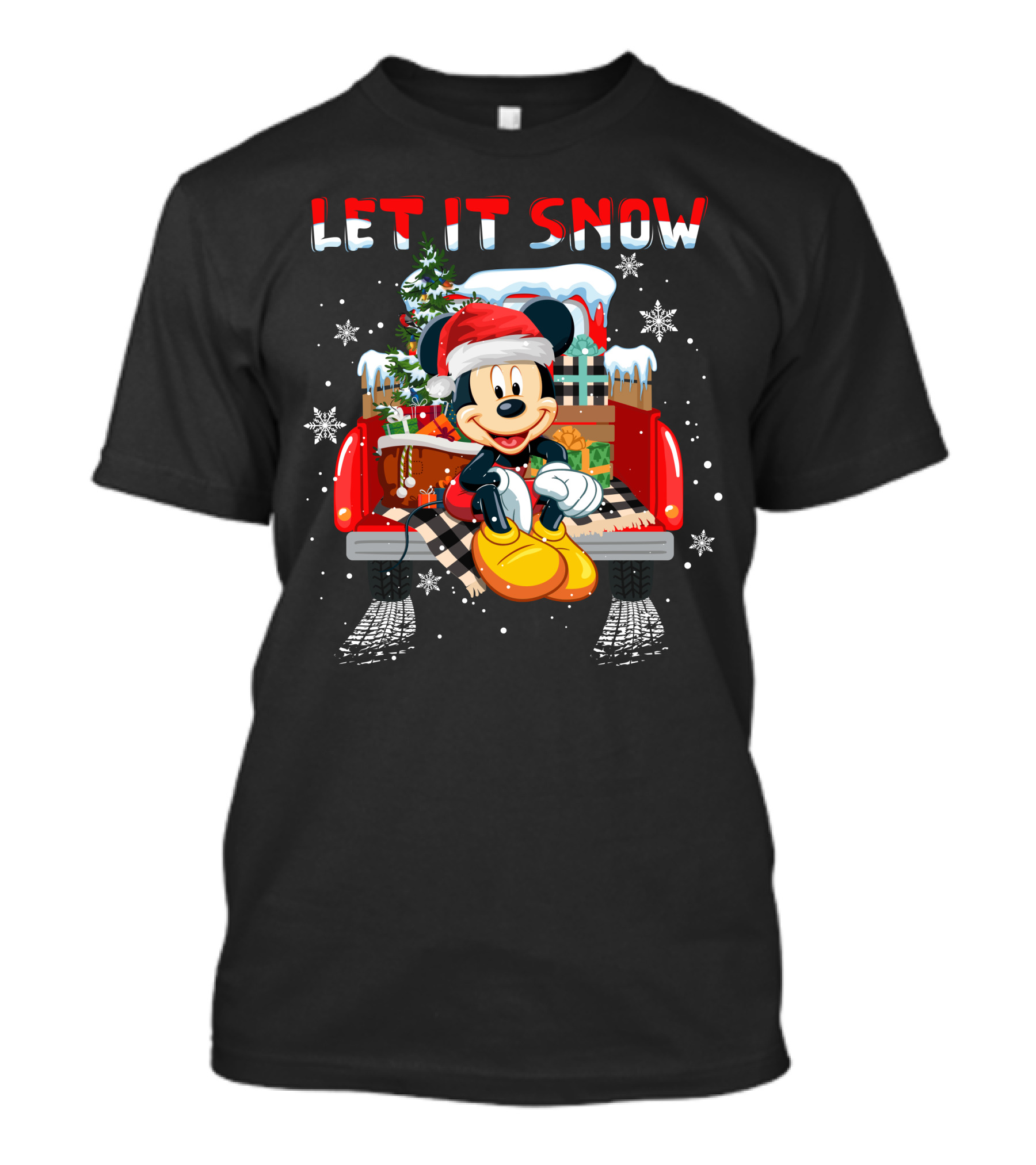 Let It Snow Mickey Christmas Truck Scene T-Shirt