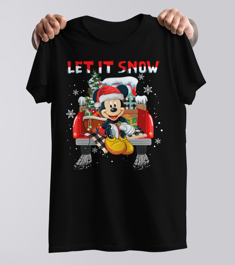 Let It Snow Mickey Christmas Truck Scene T-Shirt