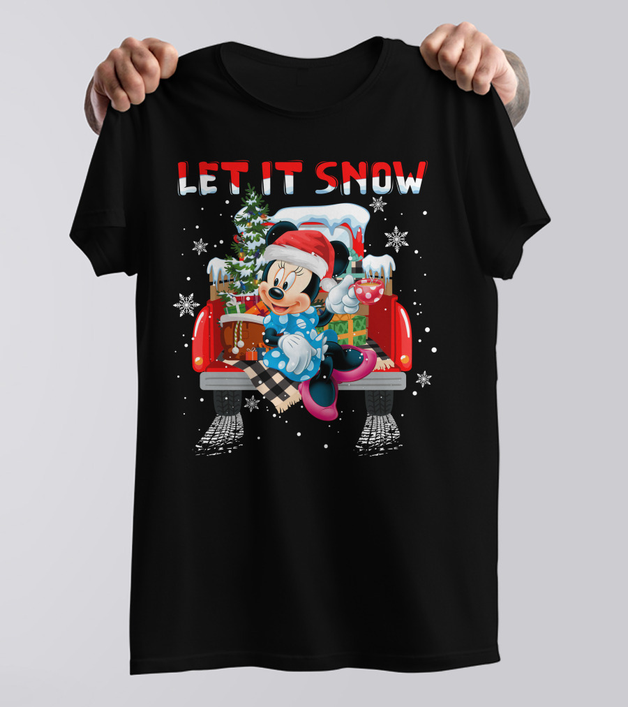 Let It Snow Minnie Christmas Truck Holiday Scene T-Shirt