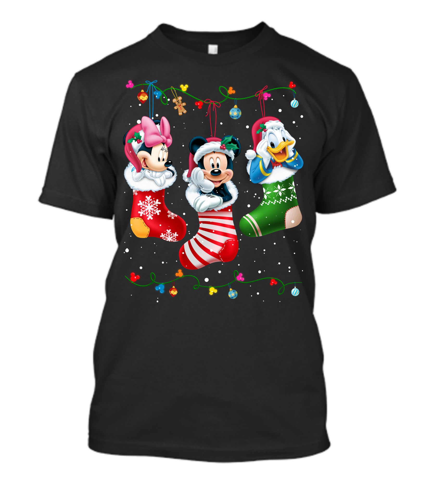 Mickey Minnie Donald Christmas Stockings T-Shirt