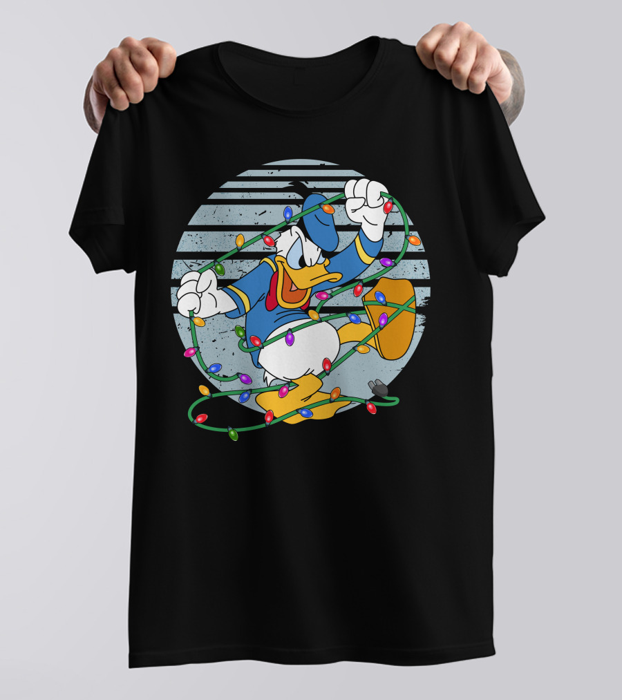 Donald Duck Wrapped In Christmas Lights T-Shirt