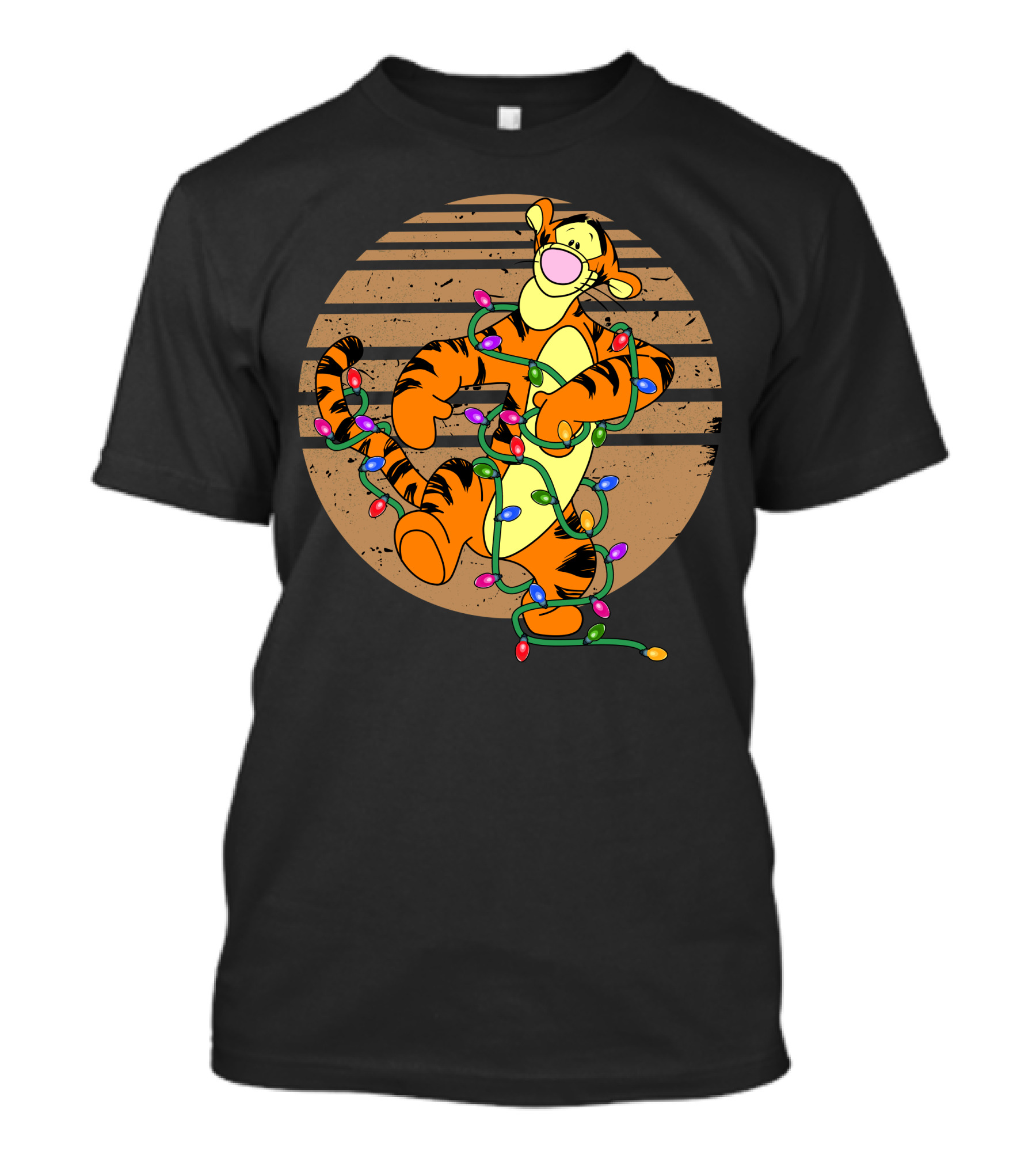 Tigger Wrapped In Christmas Lights Circle T-Shirt