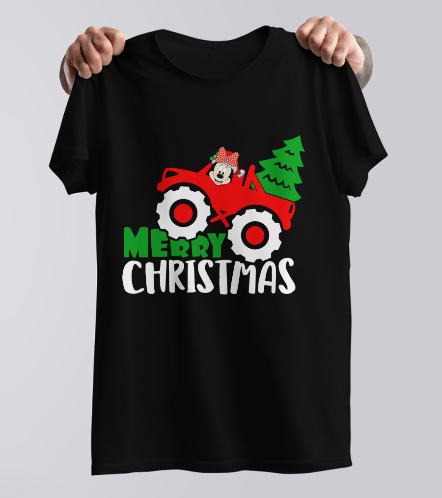 Minnie Merry Christmas Red Truck Tree T-Shirt