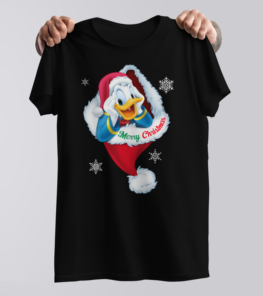 Donald Merry Christmas Snowflakes Santa Hat T-Shirt