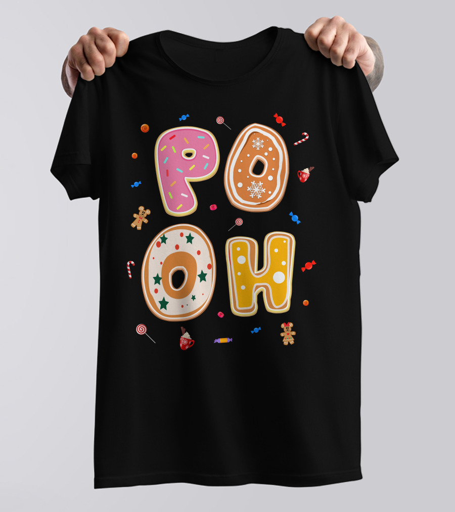 Pooh Christmas Gingerbread Candy Cane Cookies T-Shirt