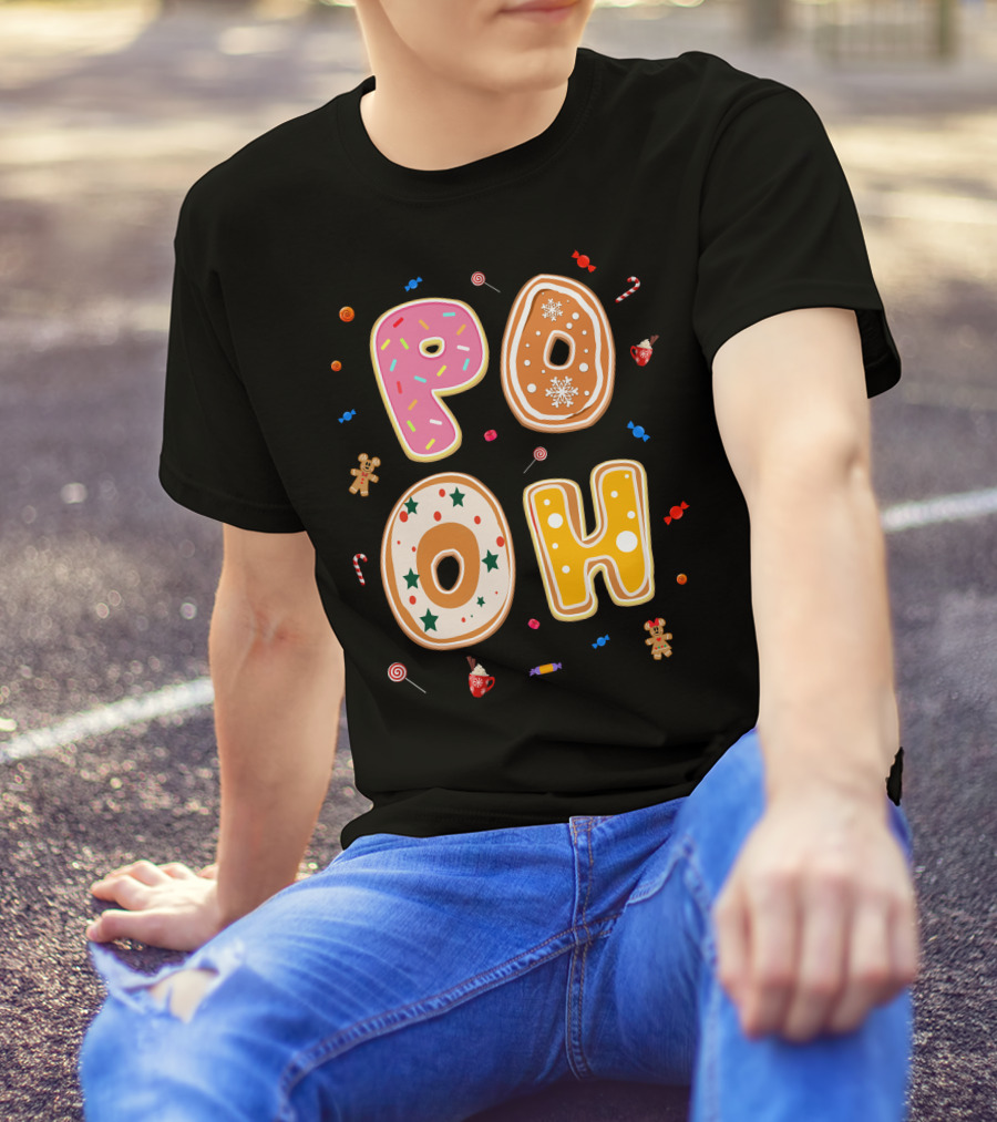Pooh Christmas Gingerbread Candy Cane Cookies T-Shirt