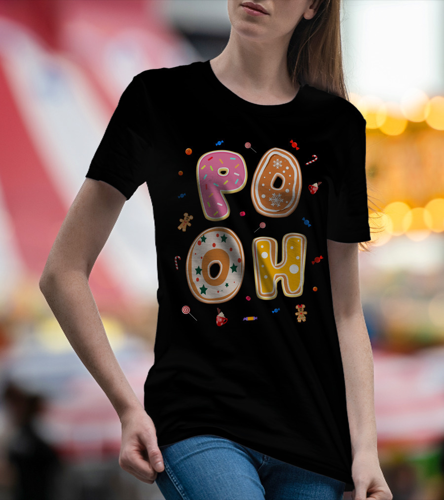 Pooh Christmas Gingerbread Candy Cane Cookies T-Shirt