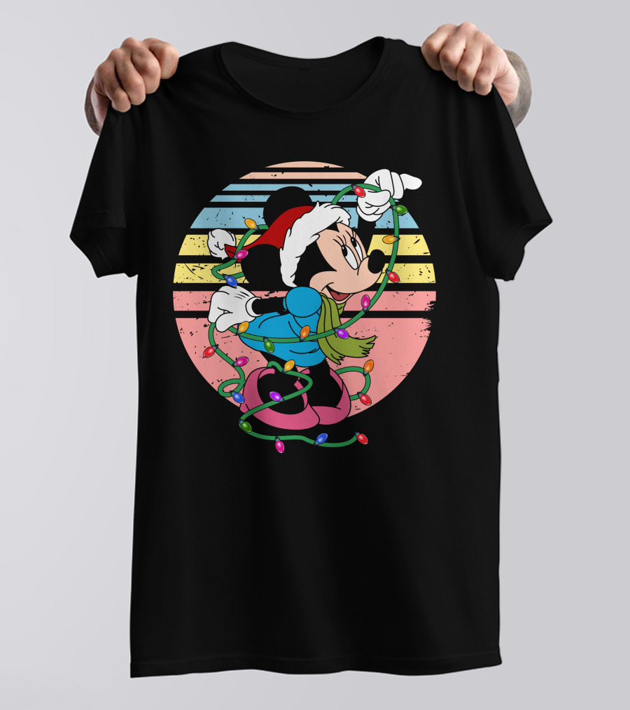 Retro Minnie Mouse Christmas Lights Holiday Season T-Shirt