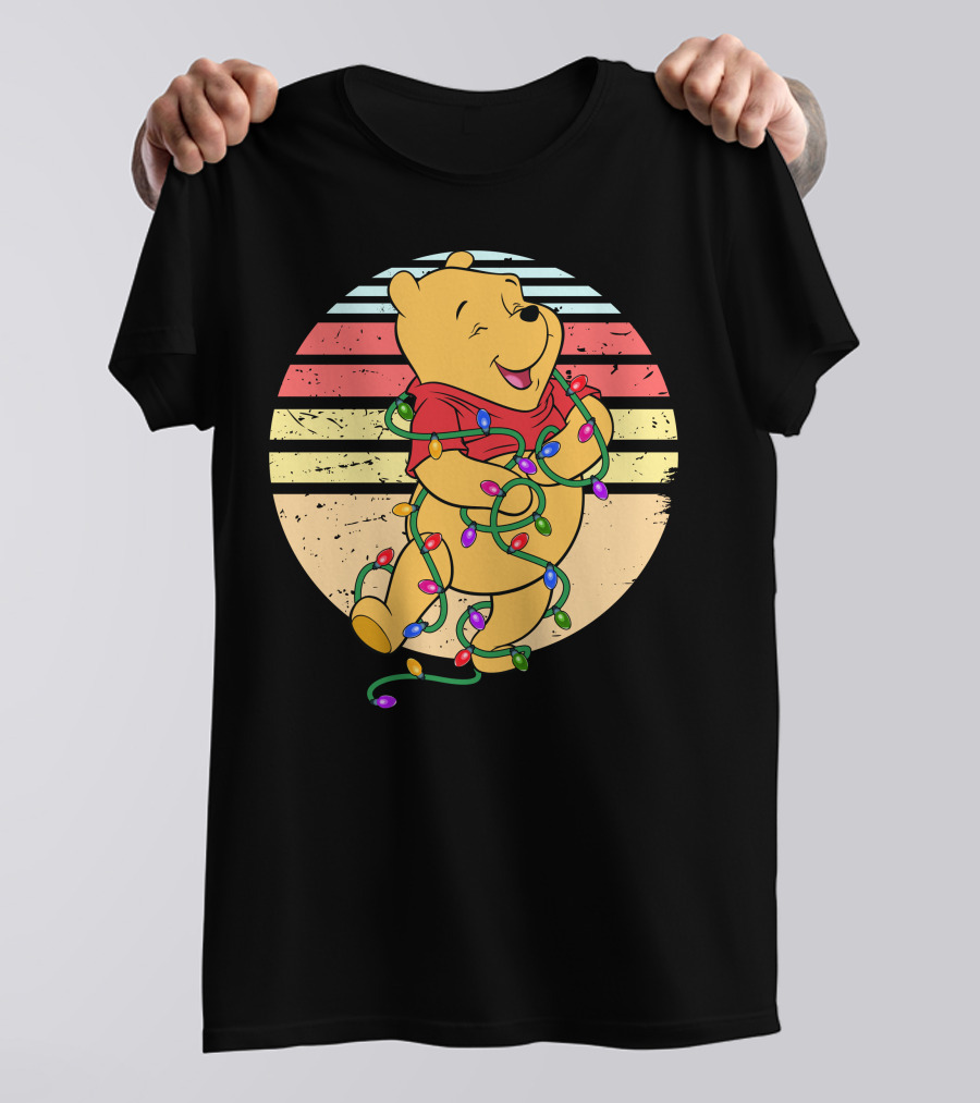 Winnie The Pooh Retro Christmas Lights Vintage Style T-Shirt