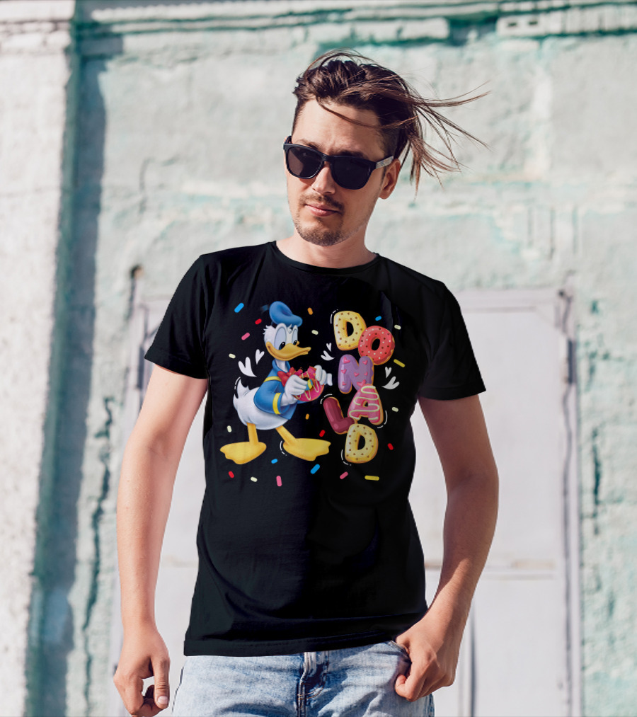 Donald Duck With Colorful Donut Letters And Sprinkles T-Shirt