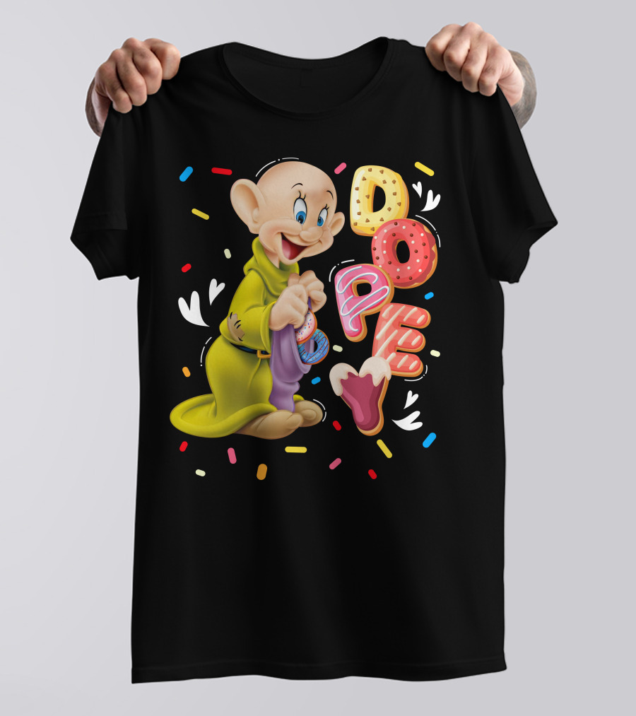 Dopey Disney Character With Colorful Donut Sprinkle Letters T-Shirt