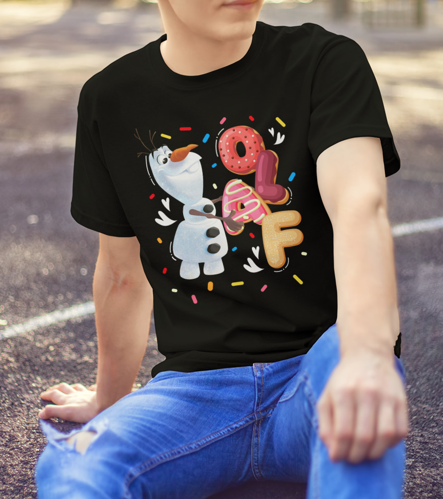 Olaf Doughnut Letters With Colorful Sprinkles Snowman T-Shirt