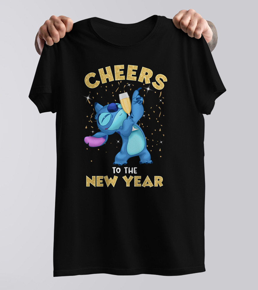Cheers To The New Year Stitch Champagne Celebration T-Shirt