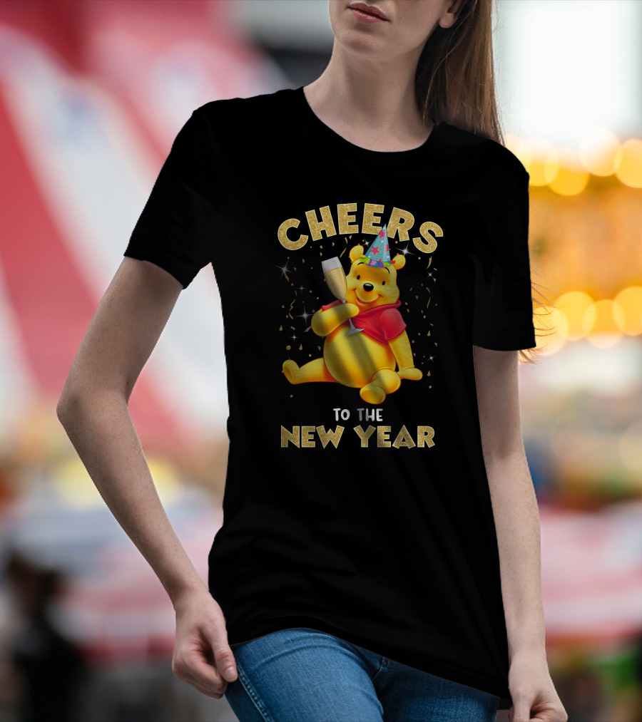Cheers To The New Year Pooh Party Hat Champagne Celebration T-Shirt