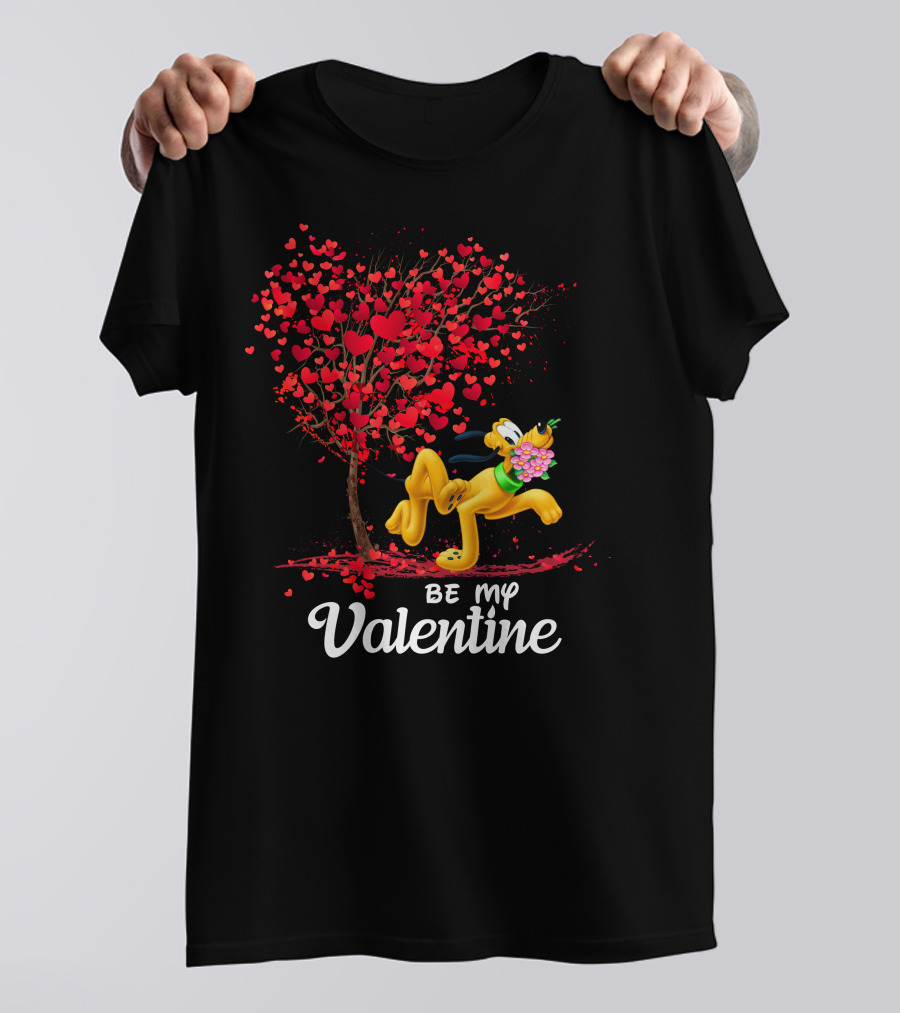 Pluto Be My Valentine Heart Tree Flowers T-Shirt