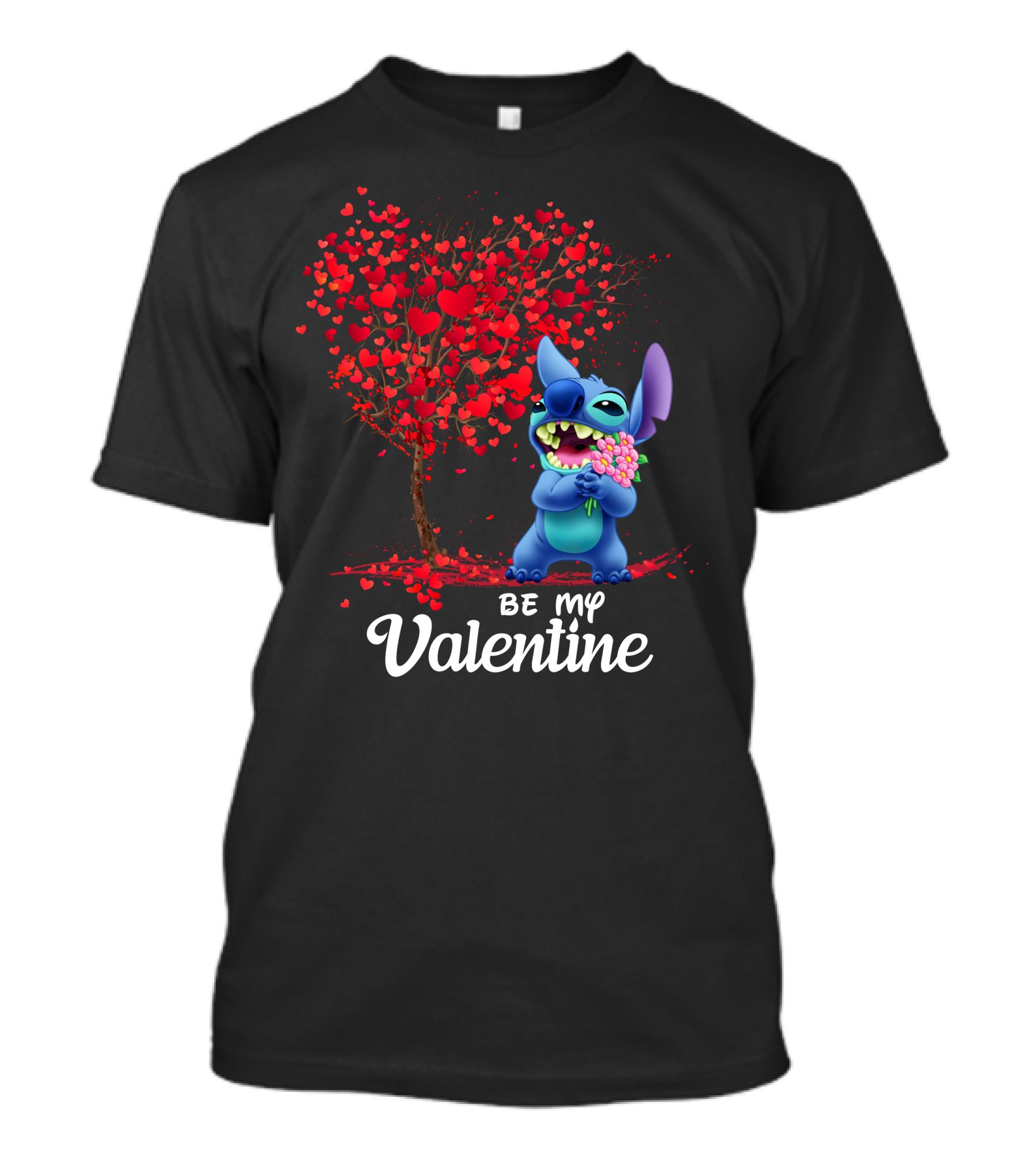 Lilo And Stitch Be My Valentine Heart Tree T-Shirt