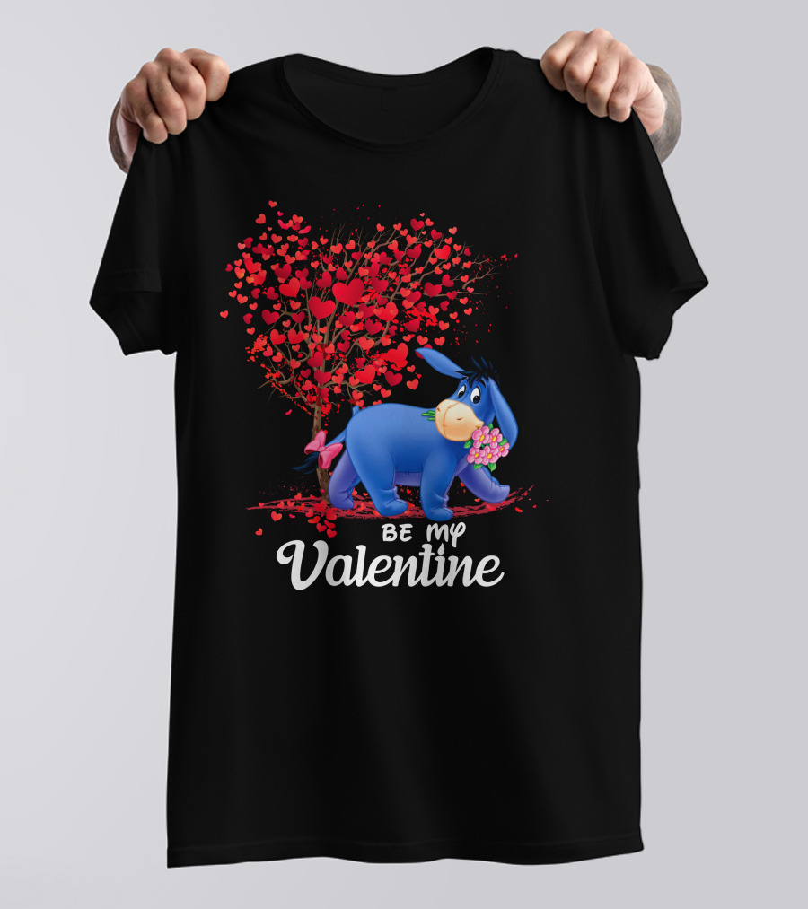 Be My Valentine Eeyore Heart Tree Flowers T-Shirt