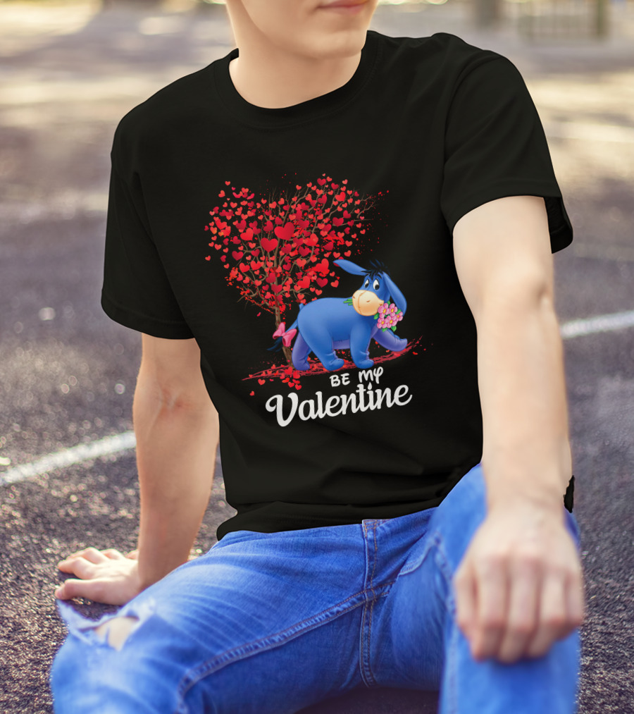 Be My Valentine Eeyore Heart Tree Flowers T-Shirt