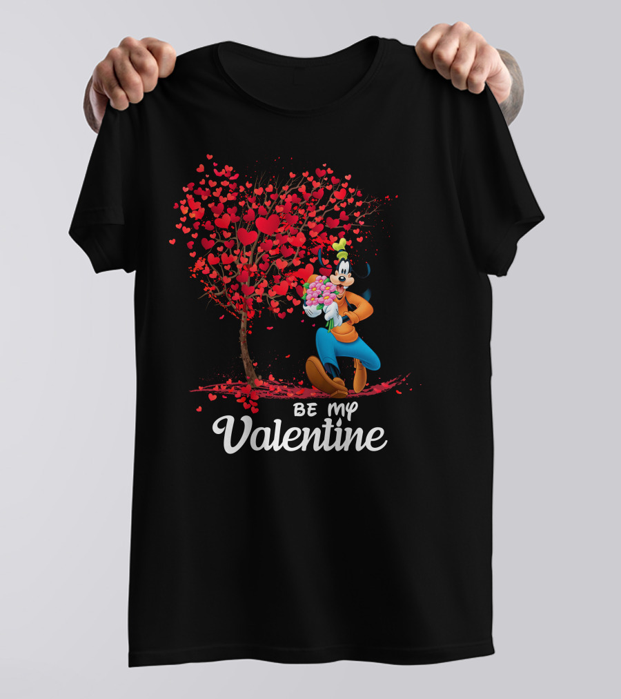 Goofy Be My Valentine With Heart And Tree T-Shirt