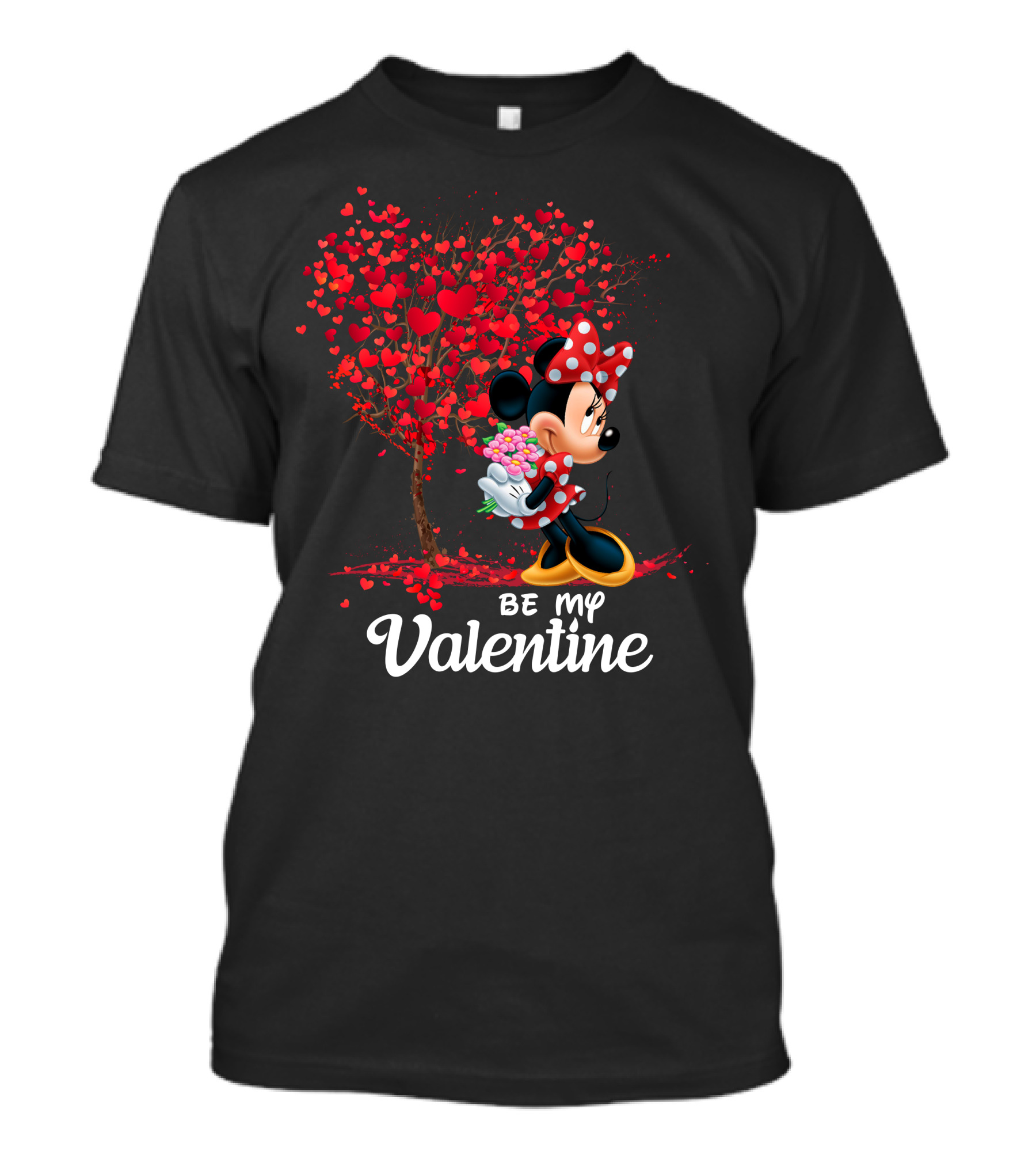 Minnie Be My Valentine Heart Tree With Flowers T-Shirt
