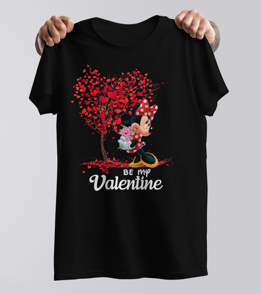 Minnie Be My Valentine Heart Tree With Flowers T-Shirt