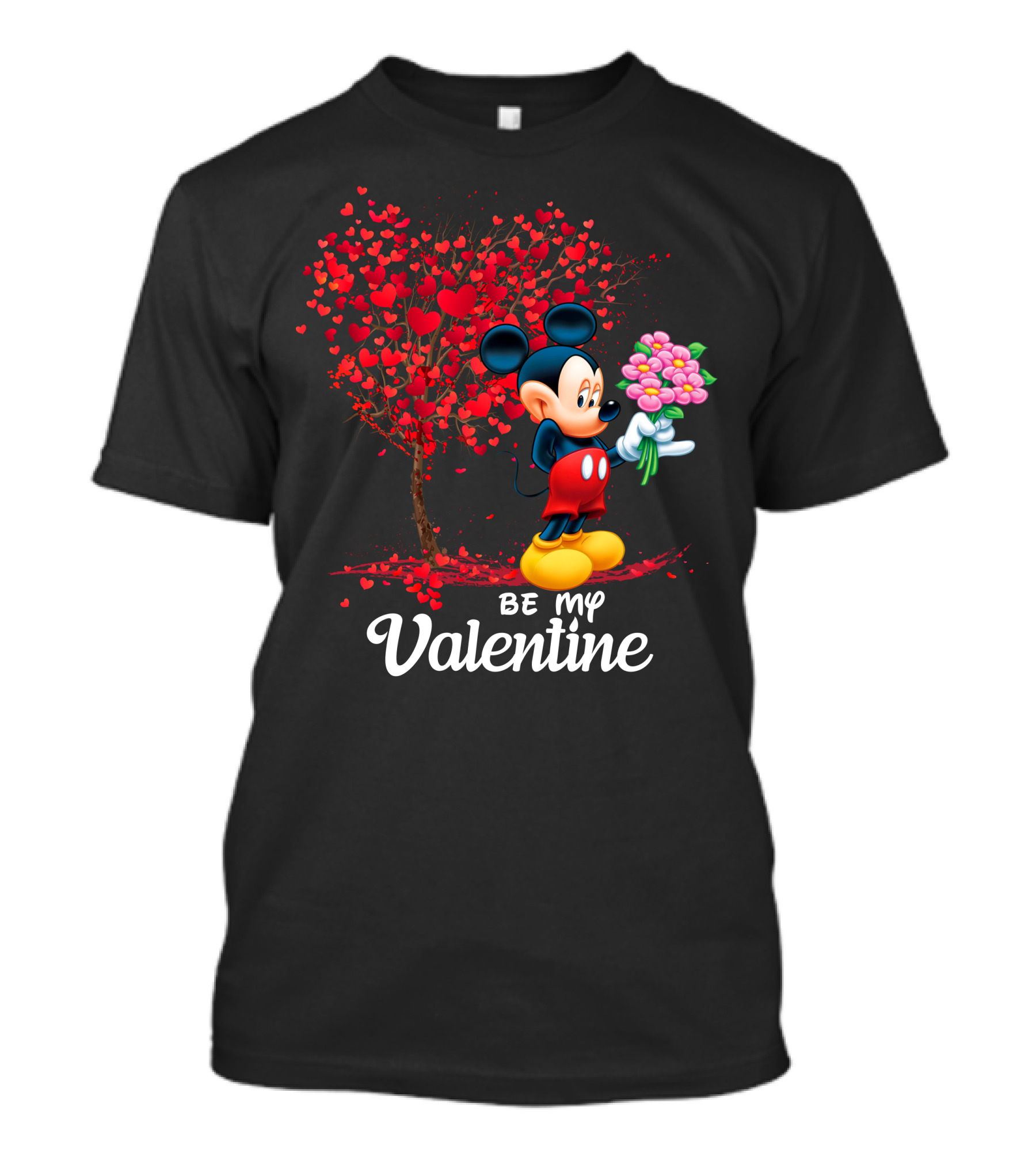 Be My Valentine Mickey Mouse Heart Tree Flowers T-Shirt
