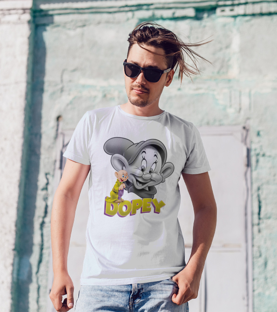 Dopey Disney Character With Cartoon Classic Style T-Shirt