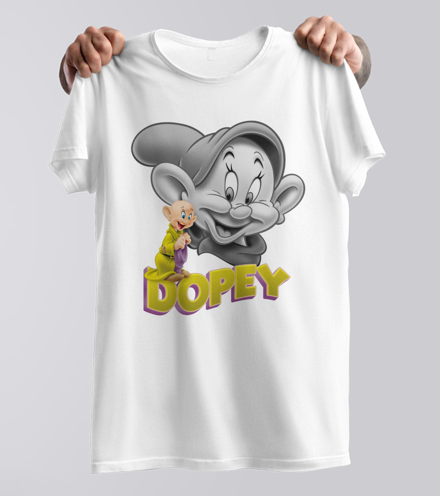 Dopey Disney Character With Cartoon Classic Style T-Shirt