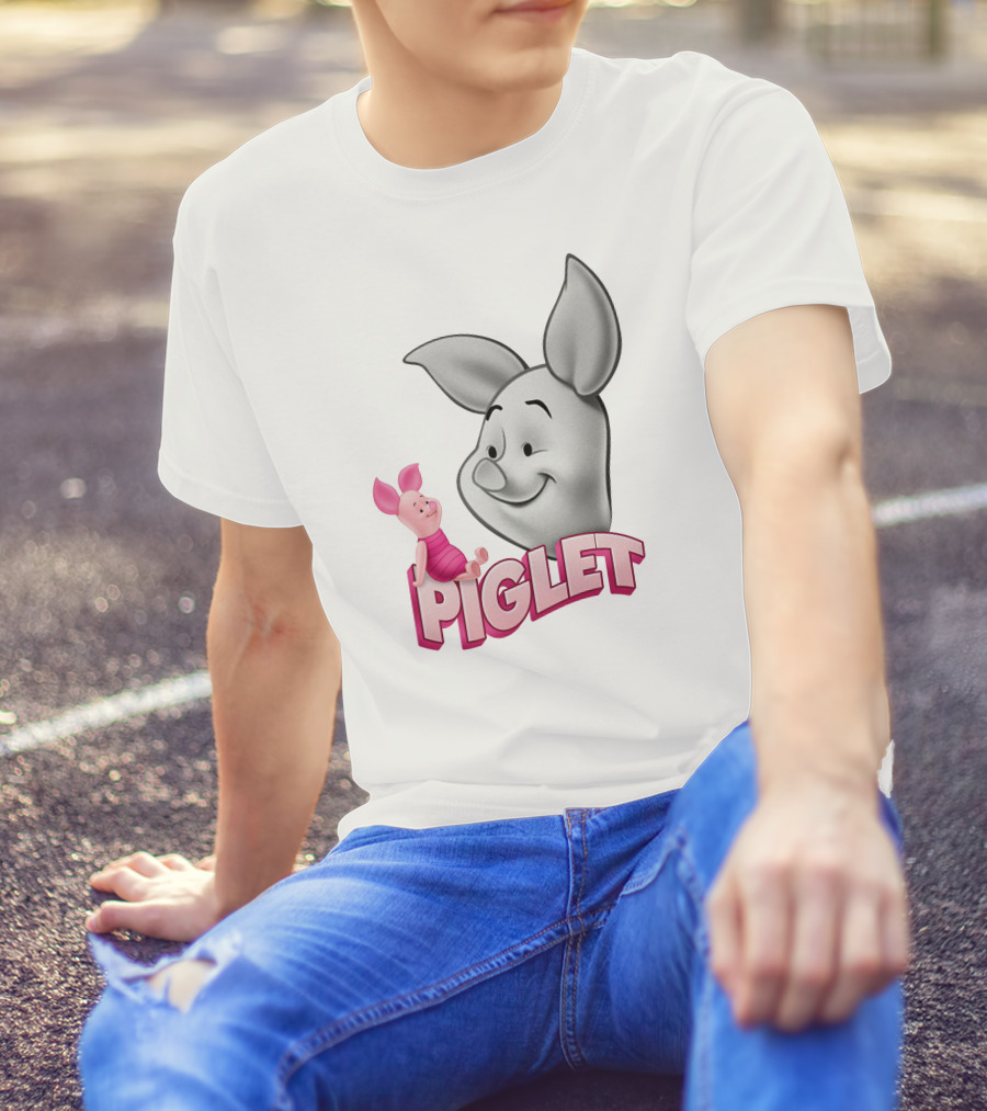 Piglet 3D Cartoon Character Design With Smiling Face And Big Ears T-Shirt