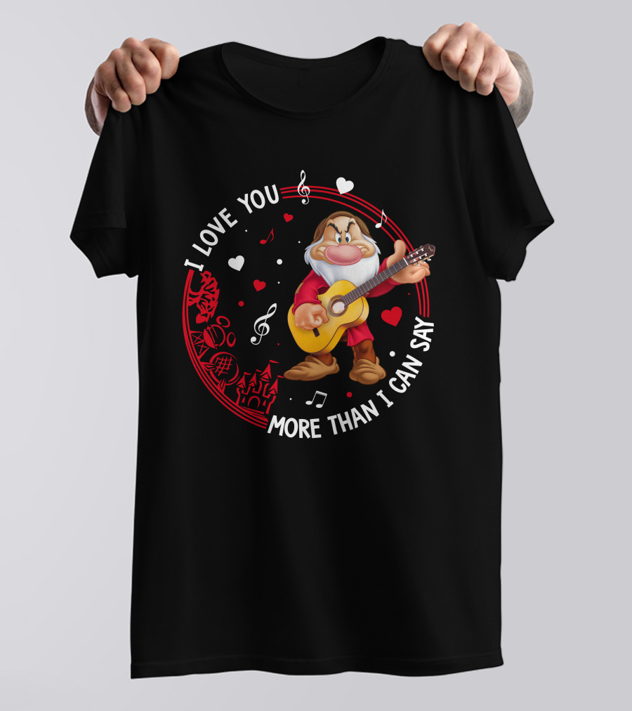 I Love You More Than I Can Say Grumpy Guitar Disney Valentine's Day T-Shirt