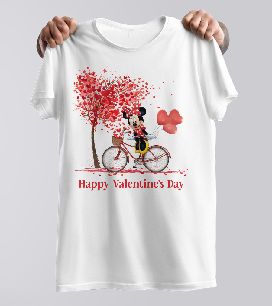 Happy Valentine's Day MN Valentine Bicycle Balloons Hearts Tree T-Shirt