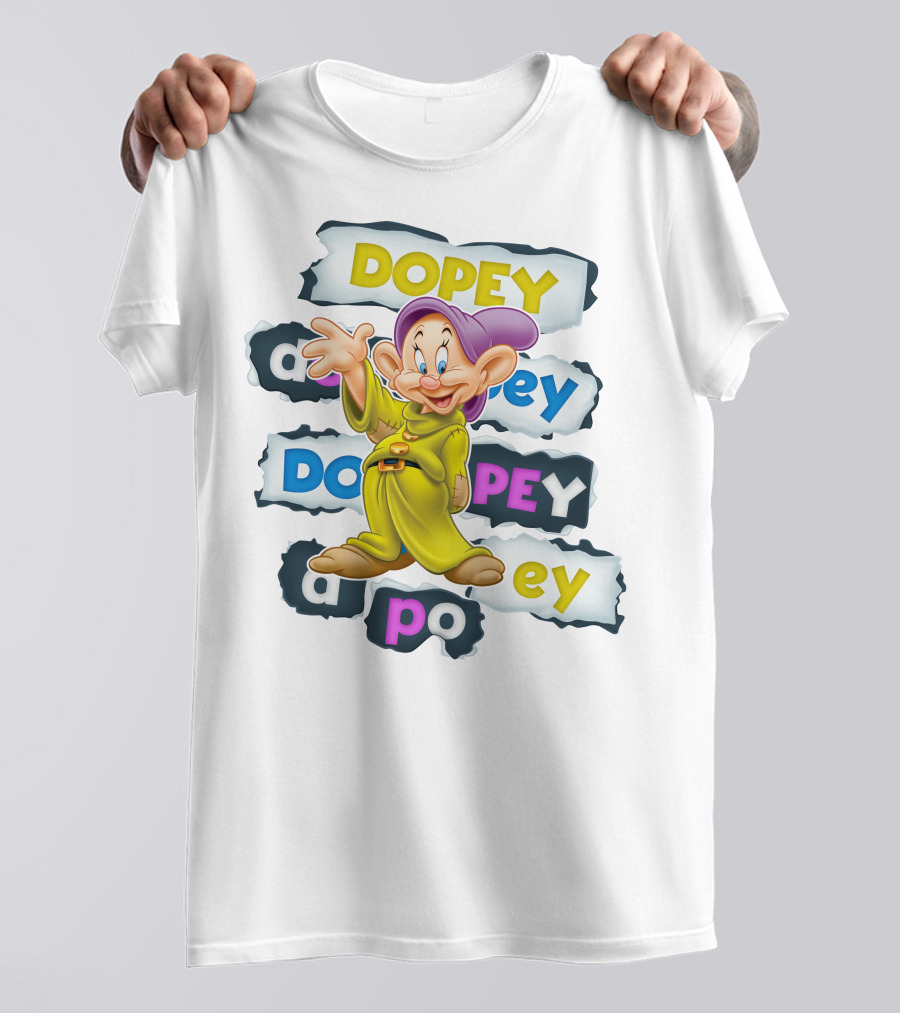 Dopey Iconic Character Playful Design With Text Variations And Classic Outfit T-Shirt