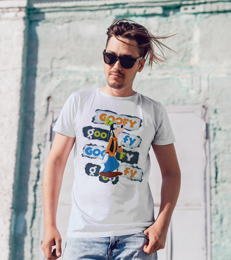Goofy Disney Character With Multiple Text Styles T-Shirt