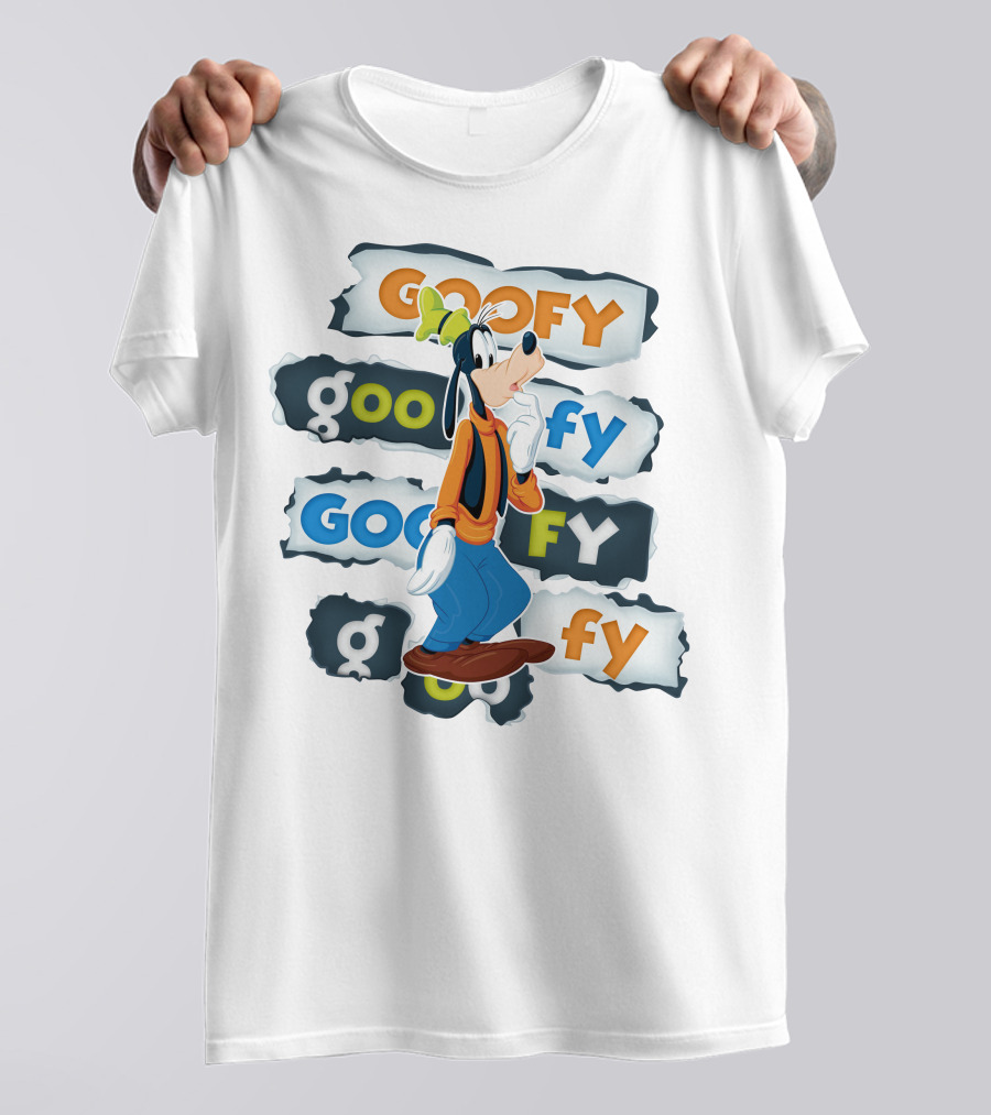 Goofy Disney Character With Multiple Text Styles T-Shirt