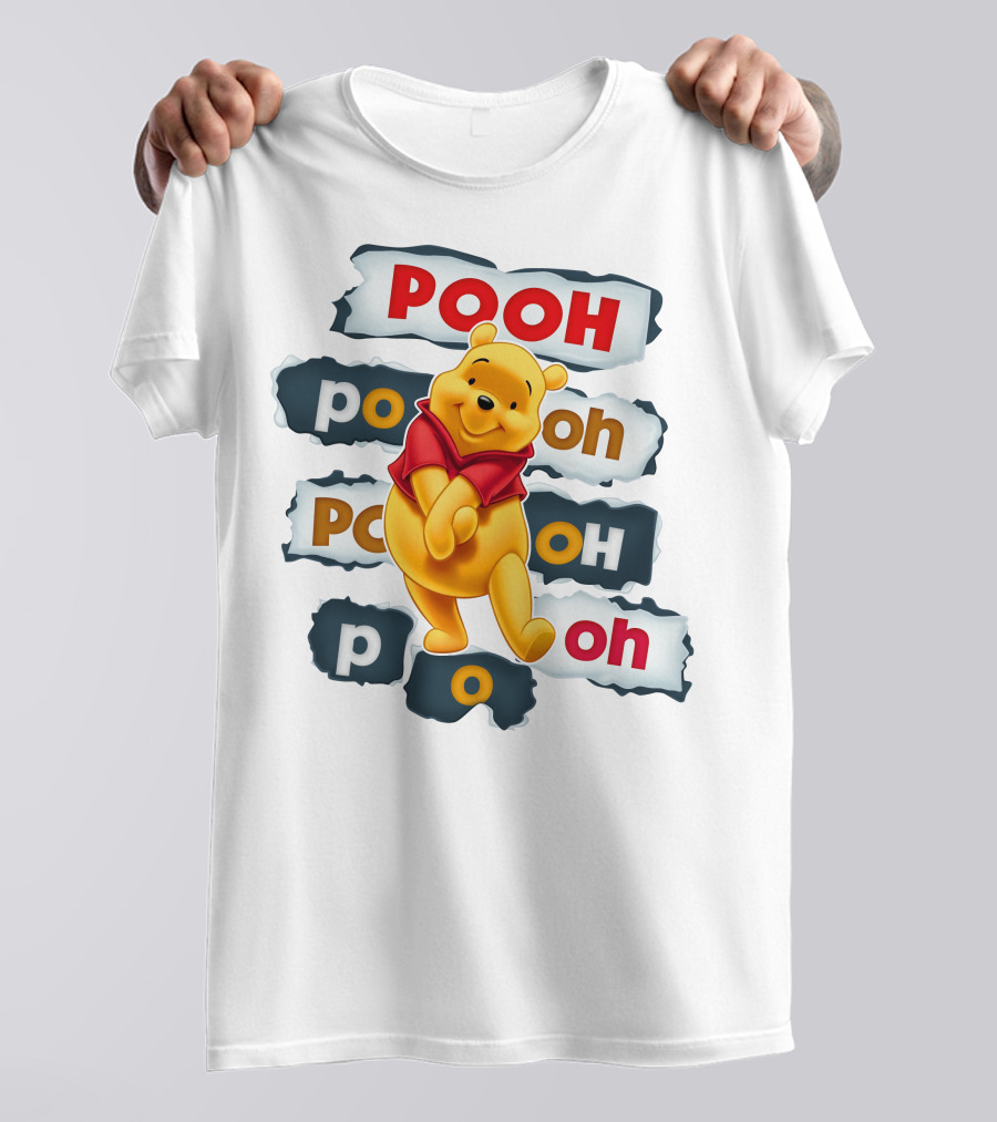 Pooh Winnie The Pooh Sticker Style Jumbo Print T-Shirt
