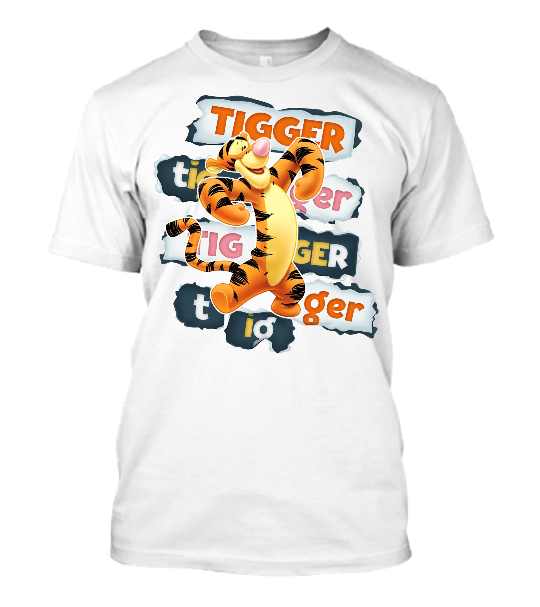 Tigger Colorful Energetic Poses And Text Styles T-Shirt