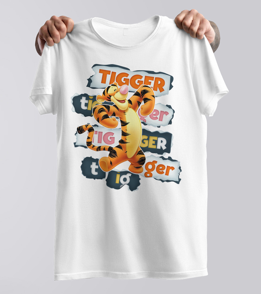 Tigger Colorful Energetic Poses And Text Styles T-Shirt