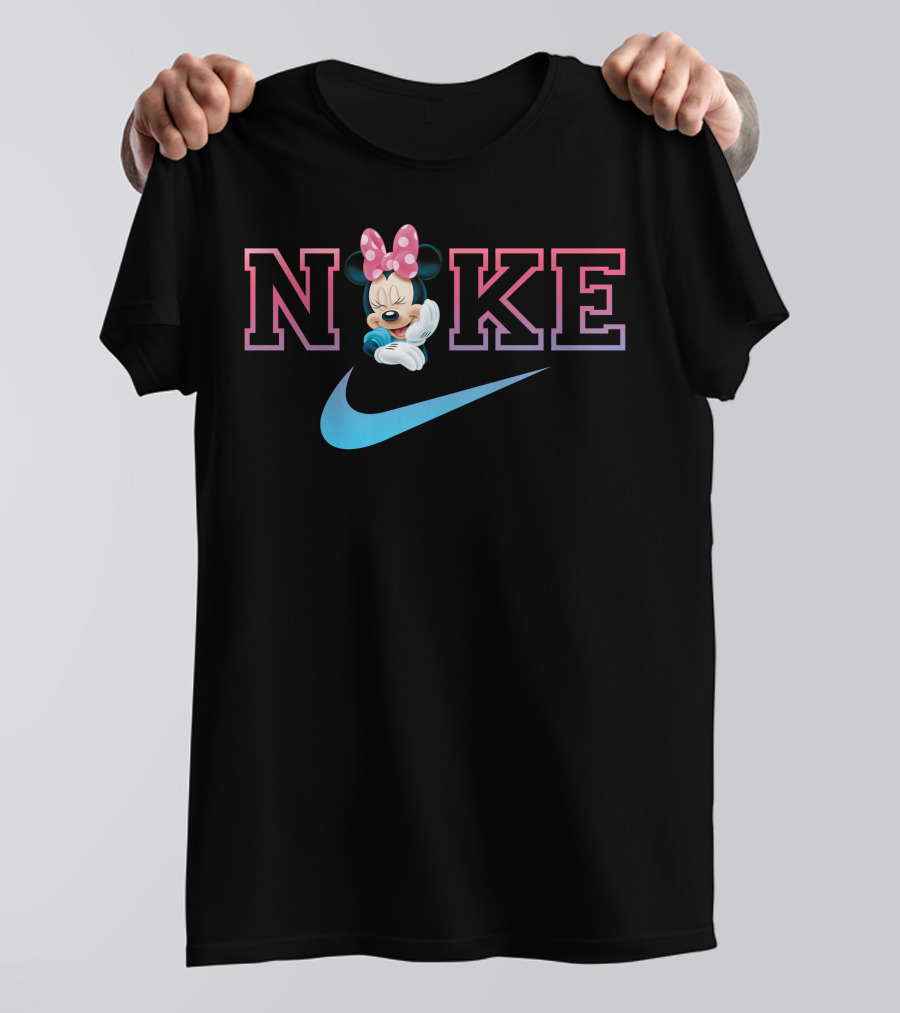Minnie Nike Logo With Swoosh And Pink Bow T-Shirt