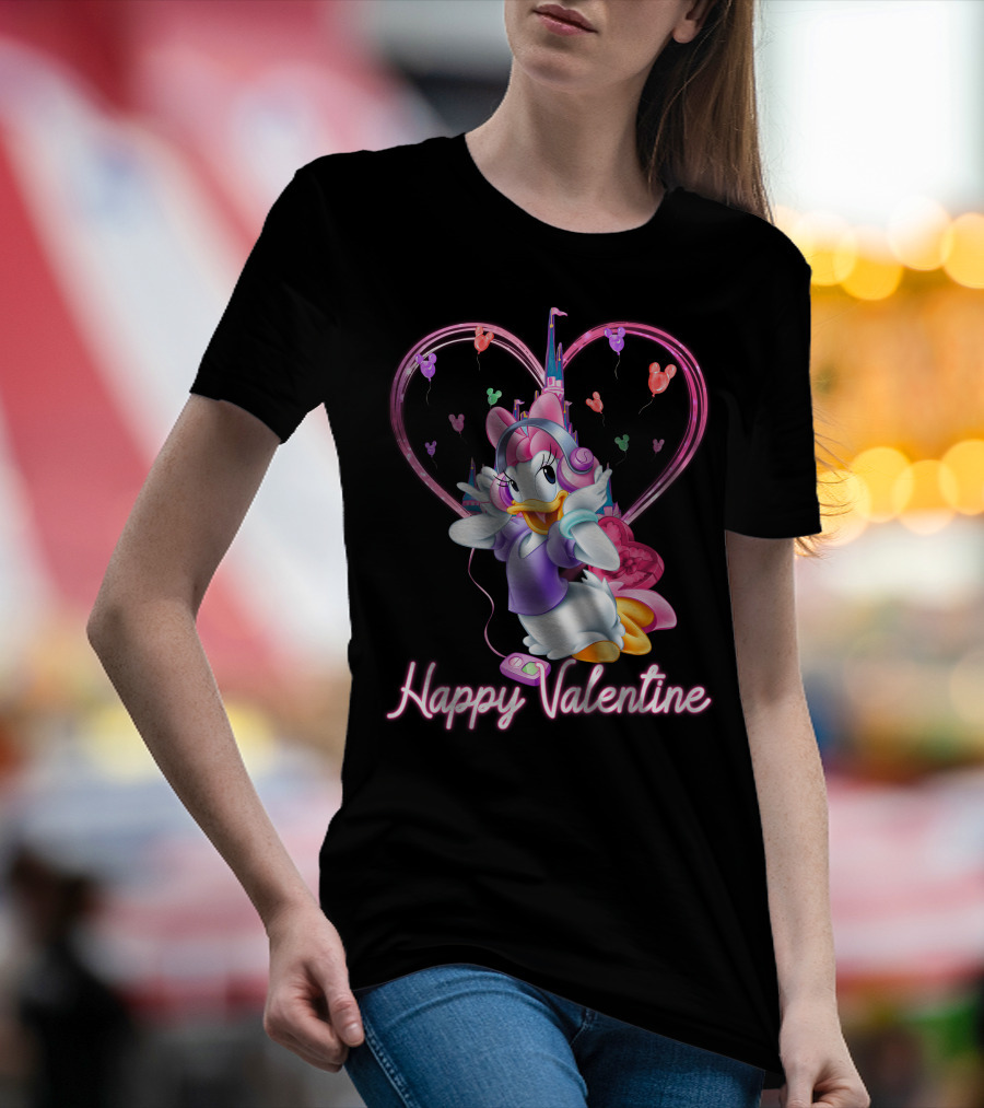 Daisy Duck Happy Valentine Balloons Castle Headphones T-Shirt