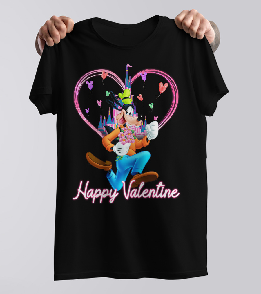 Goofy Happy Valentine Castle Balloons Bouquet T-Shirt