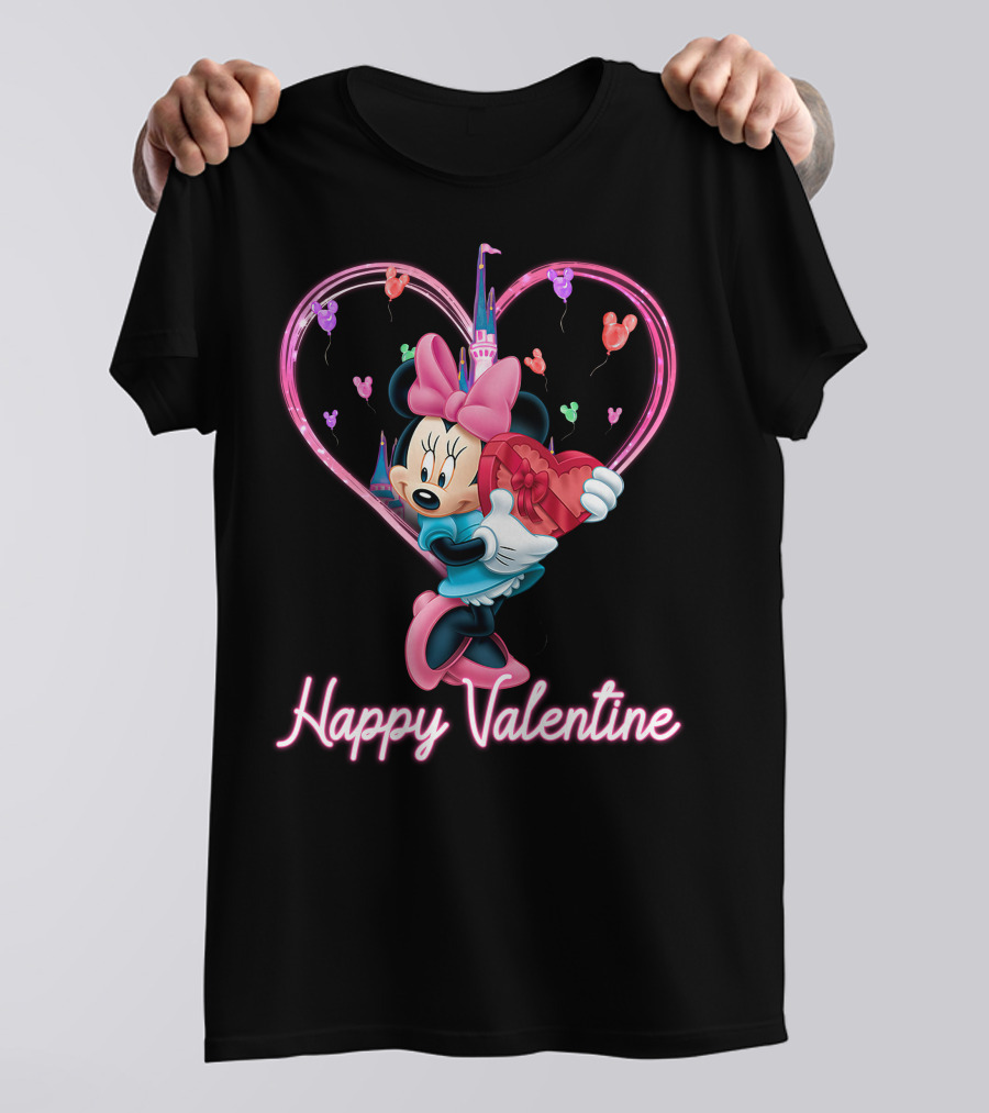 Happy Valentine Minnie Mouse Heart Balloons T-Shirt