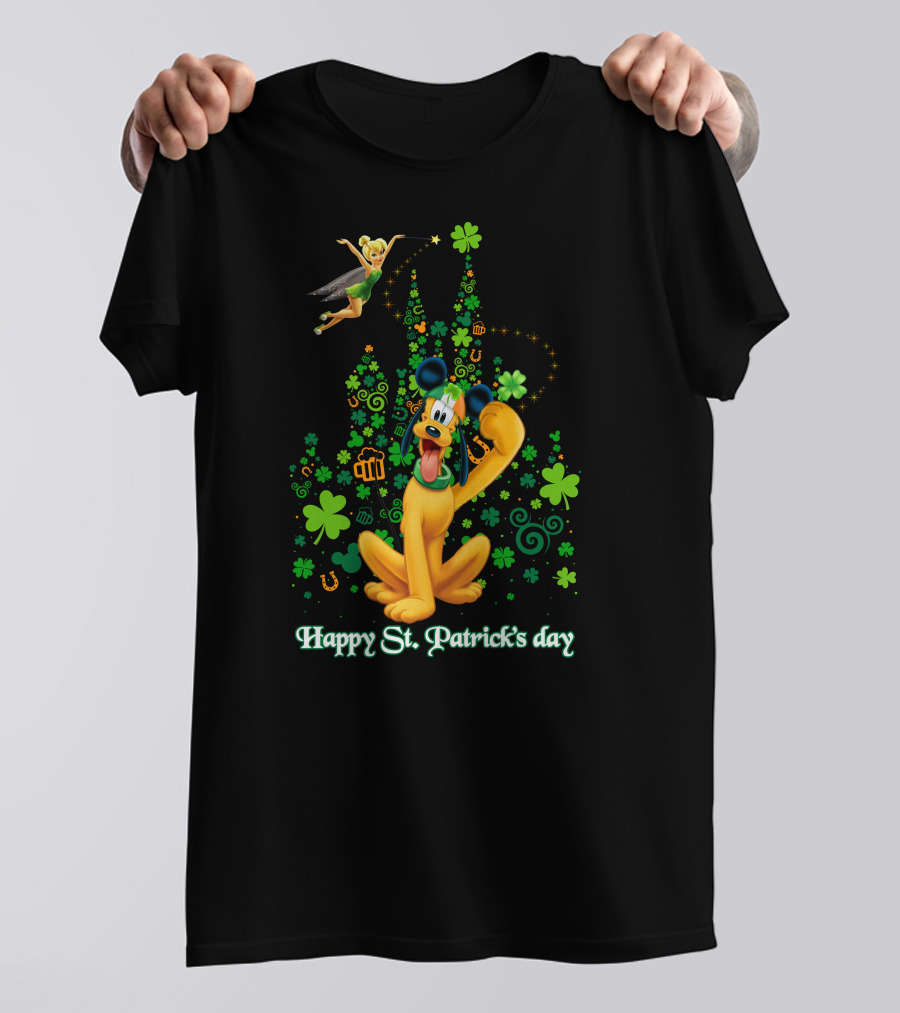 Happy St. Patrick's Day Pluto And Tinker Bell Disney Celebration T-Shirt