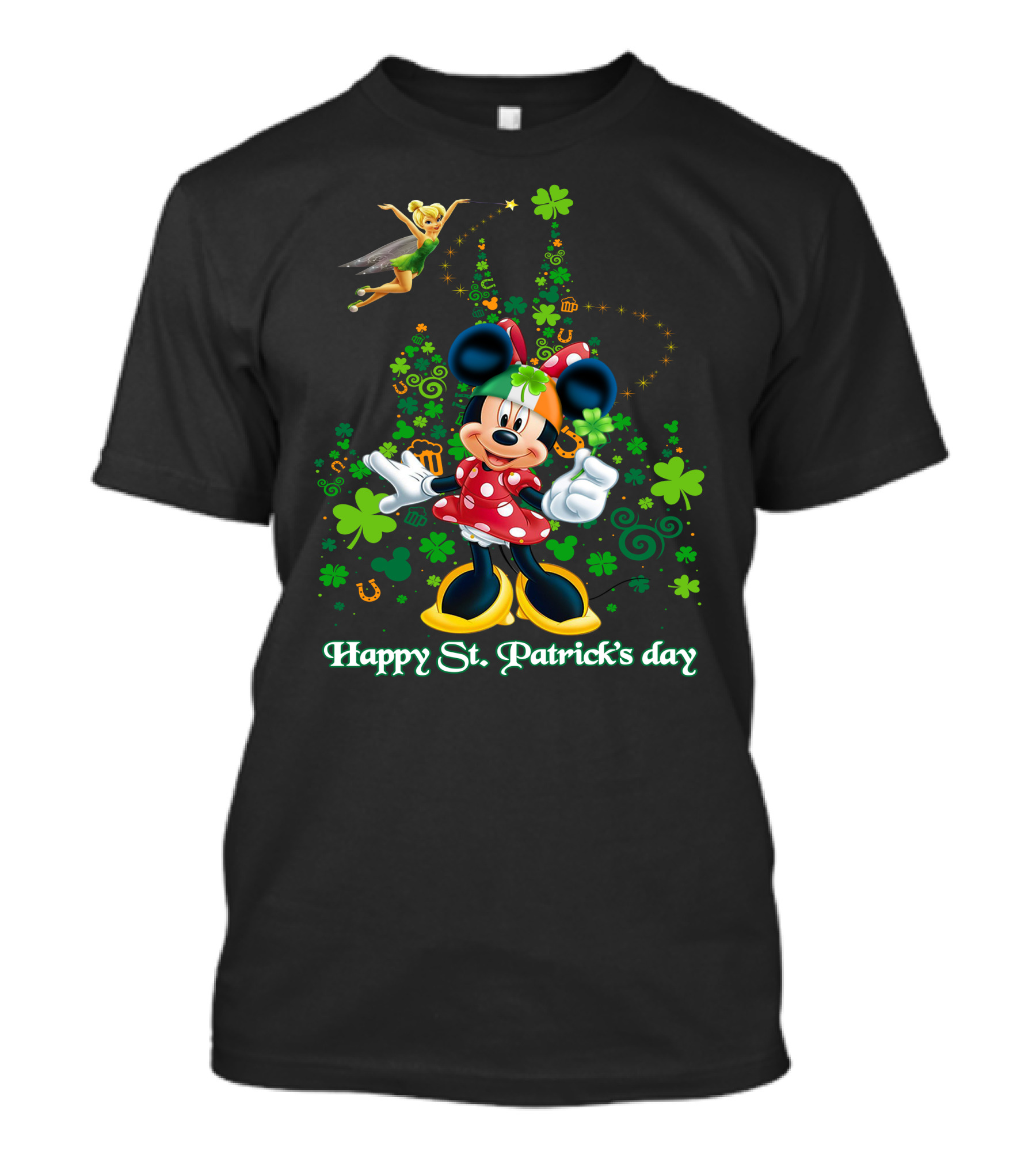 Minnie Happy St. Patrick's Day Disney Castle Tinker Bell T-Shirt