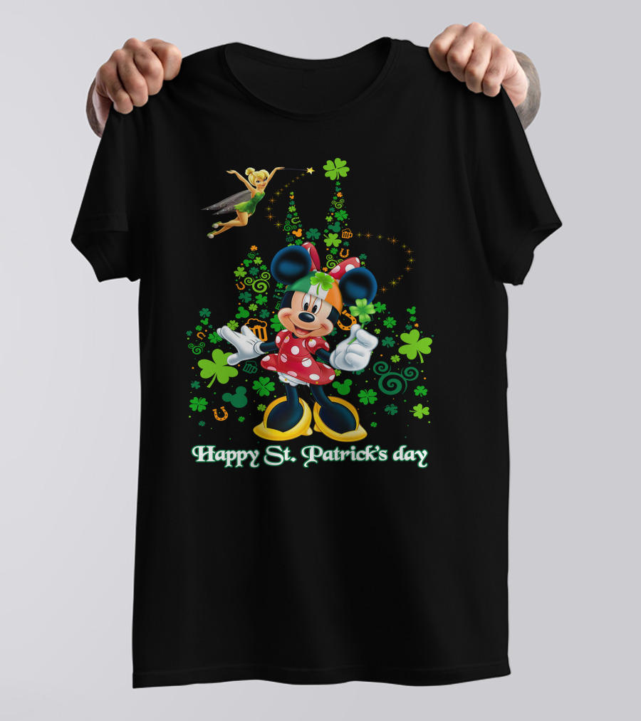 Minnie Happy St. Patrick's Day Disney Castle Tinker Bell T-Shirt