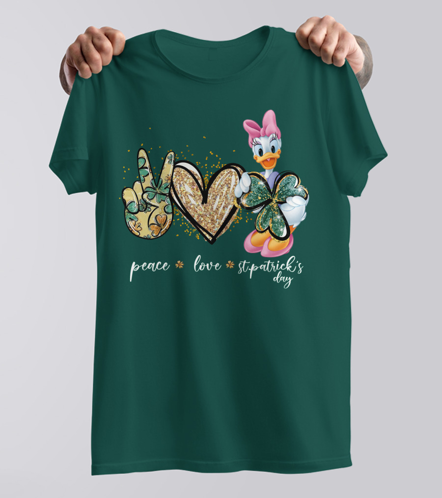 Peace Love St. Patrick's Day Daisy Duck Shamrock T-Shirt