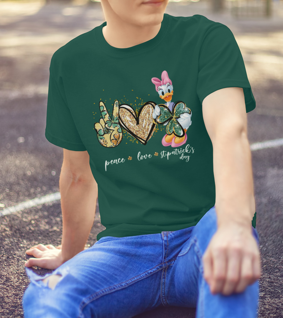 Peace Love St. Patrick's Day Daisy Duck Shamrock T-Shirt