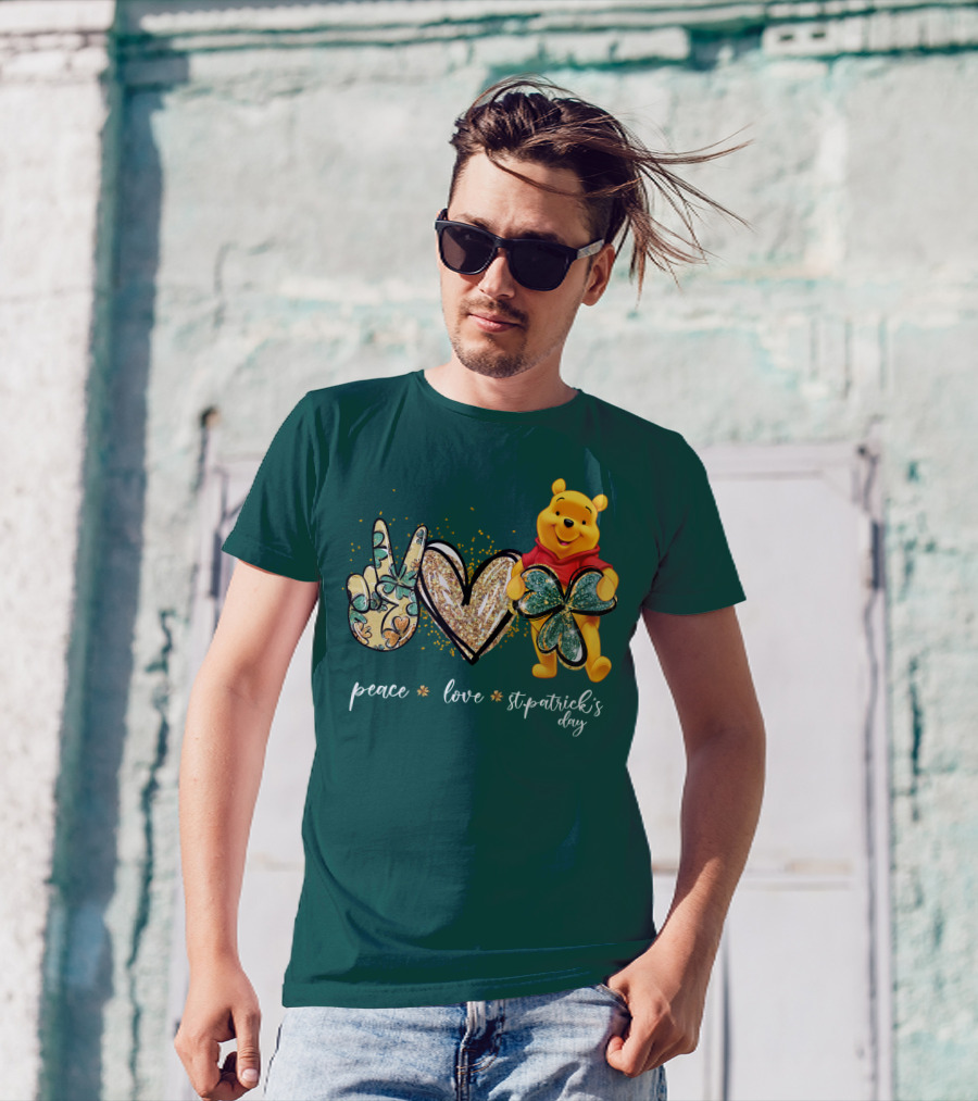 Peace Love St. Patrick's Day Pooh T-Shirt
