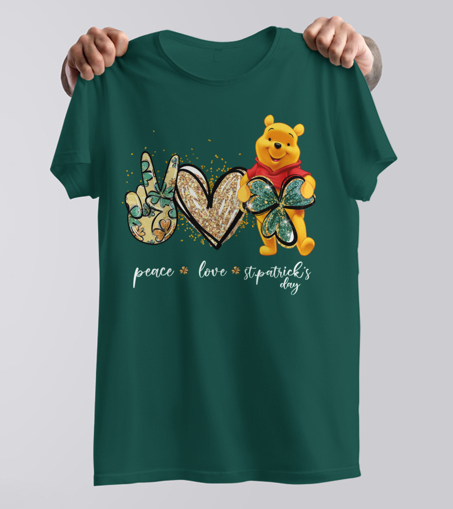 Peace Love St. Patrick's Day Pooh T-Shirt