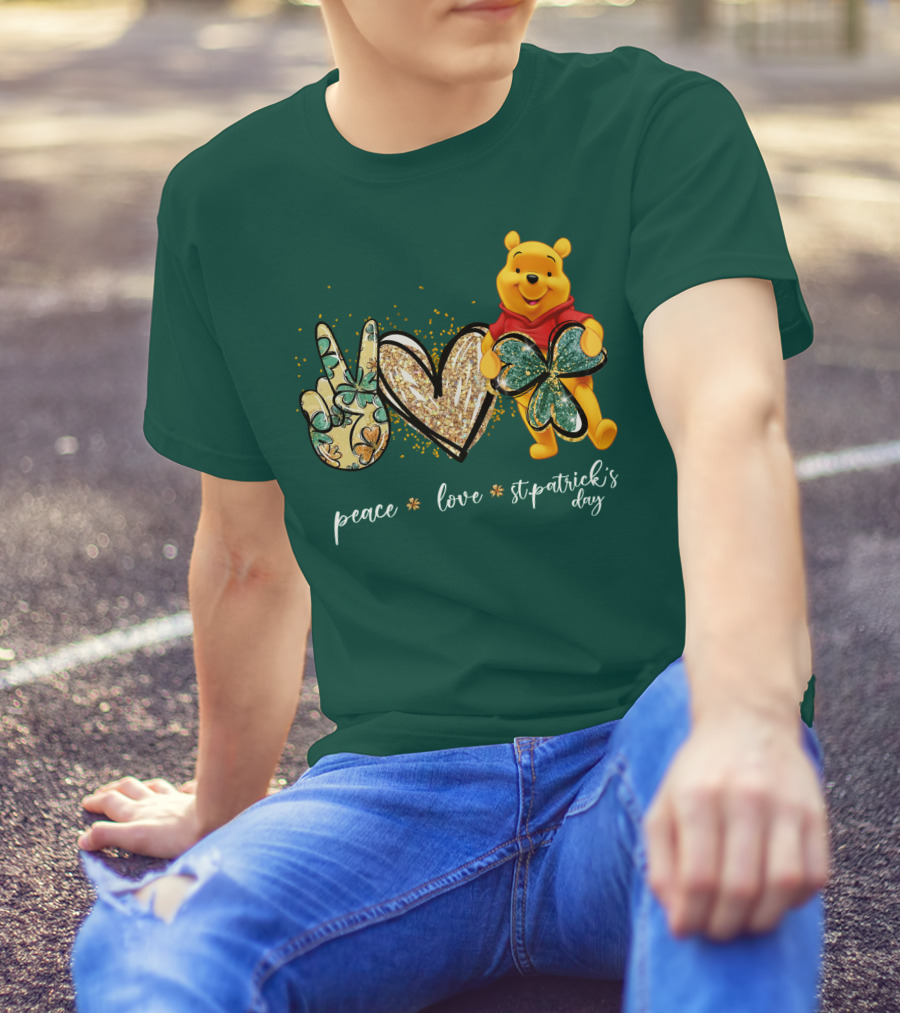 Peace Love St. Patrick's Day Pooh T-Shirt