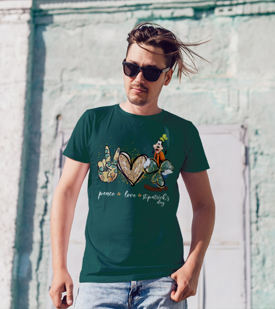 Goofy Peace Love St. Patrick's Day T-Shirt